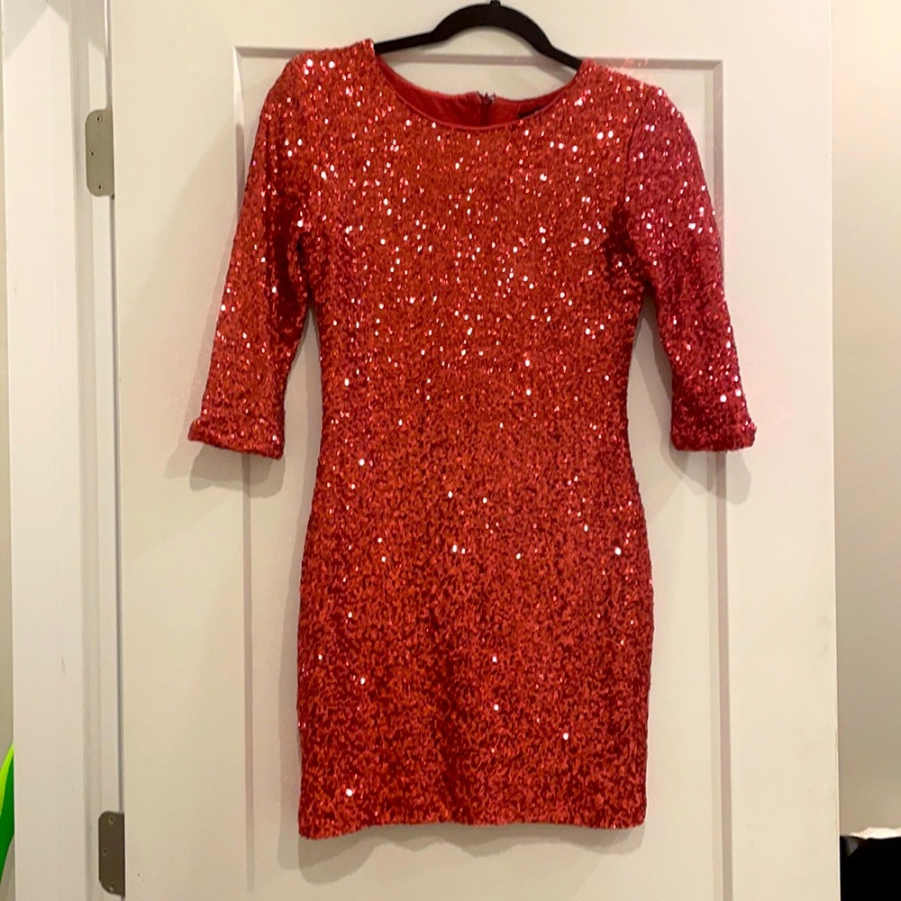 Pink sequin mini party dress